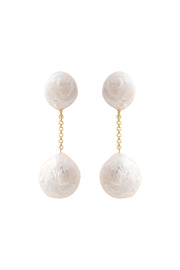 Tiana Coin Pearl Drop Earrings